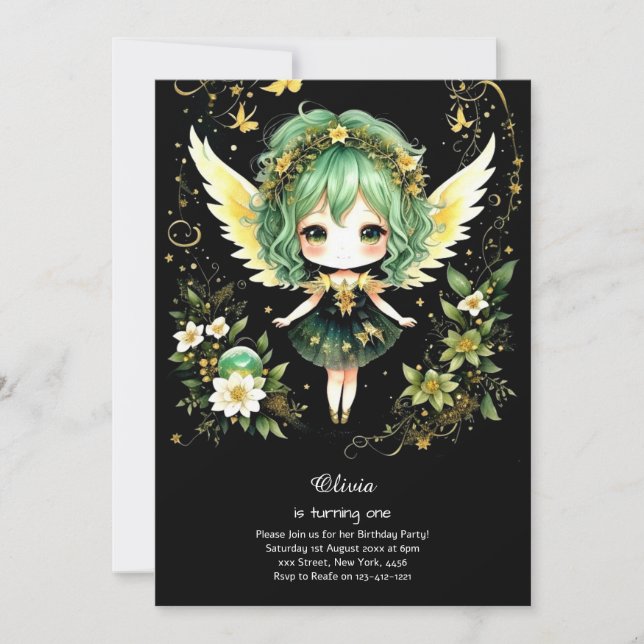 Fairy First Birthday Invitation (Devant)