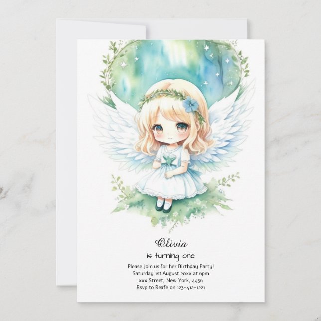 Fairy First Birthday Invitation (Devant)