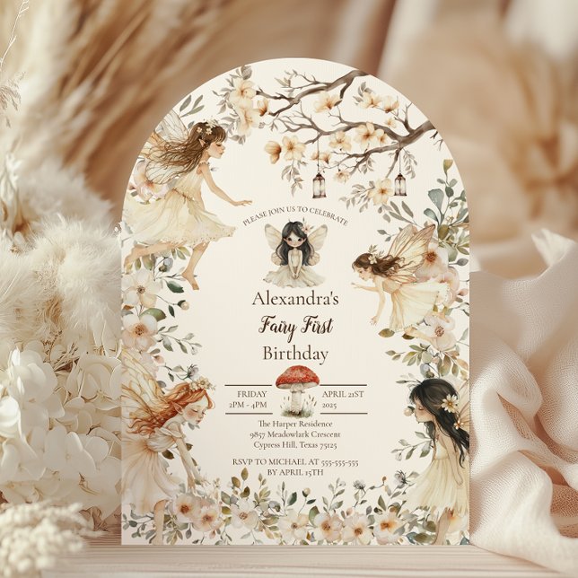Fairy First Birthday Woodland Floral Invitation (Créateur téléchargé)