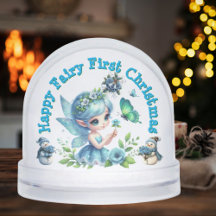 Fairy First Christmas Photo Snow Globe