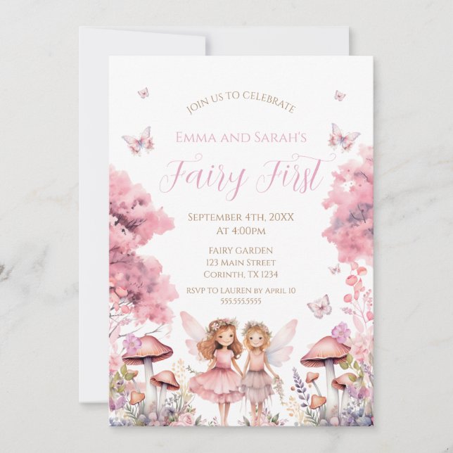 Fairy First garden birthday Party Invitation (Devant)