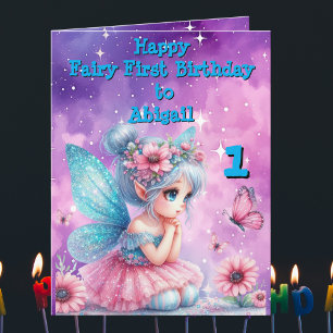 Fairy First Photo Anniversaire de enfant Carte de 