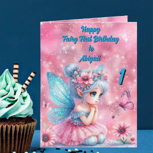 Fairy First Photo Anniversaire de enfant Carte de 