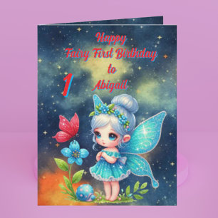Fairy First Photo Anniversaire de enfant Carte de 