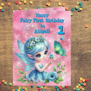 Fairy First Photo Anniversaire de enfant Carte de 