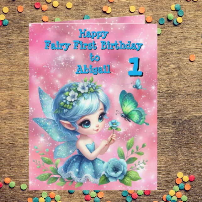 Fairy First Photo Anniversaire de enfant Carte de  (Créateur téléchargé)