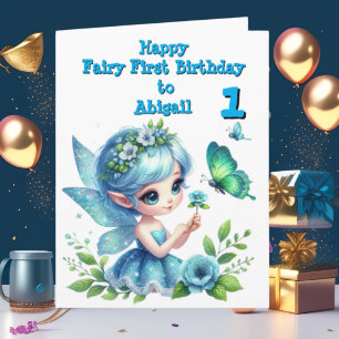 Fairy First Photo Anniversaire de enfant Carte de 
