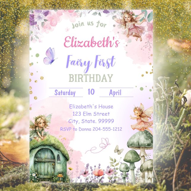 Fairy First Whimsical Birthday Invitation for Girl (Créateur téléchargé)