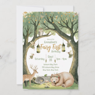 Fairy First Woodland Invitation d'anniversaire