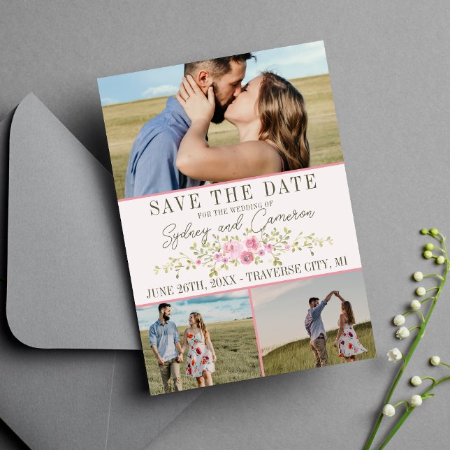 Fairy Floral Rose & Vert Jardin Save The Date (Créateur téléchargé)