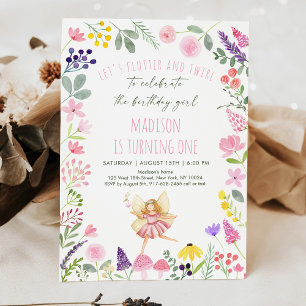 Fairy Garden Fleur sauvage Invitation d'anniversai