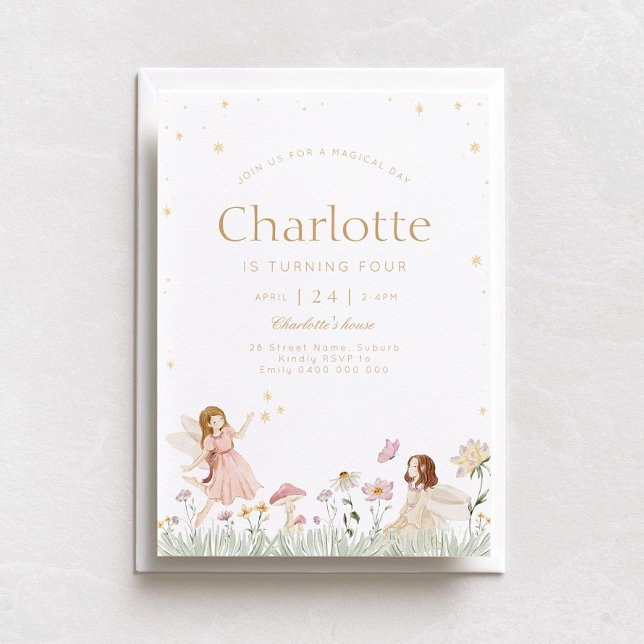 Fairy Garden Party Anniversaire Invitation (FRONT)
