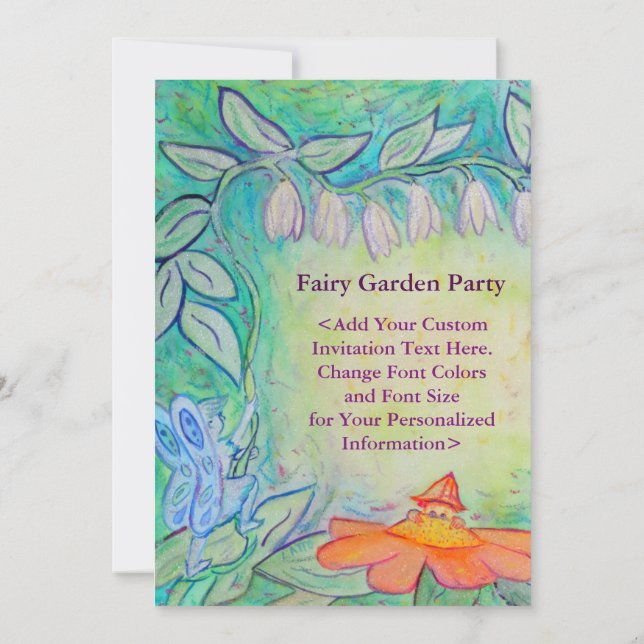 Fairy Garden Party Invitation personnalisé ou invi (Dos)