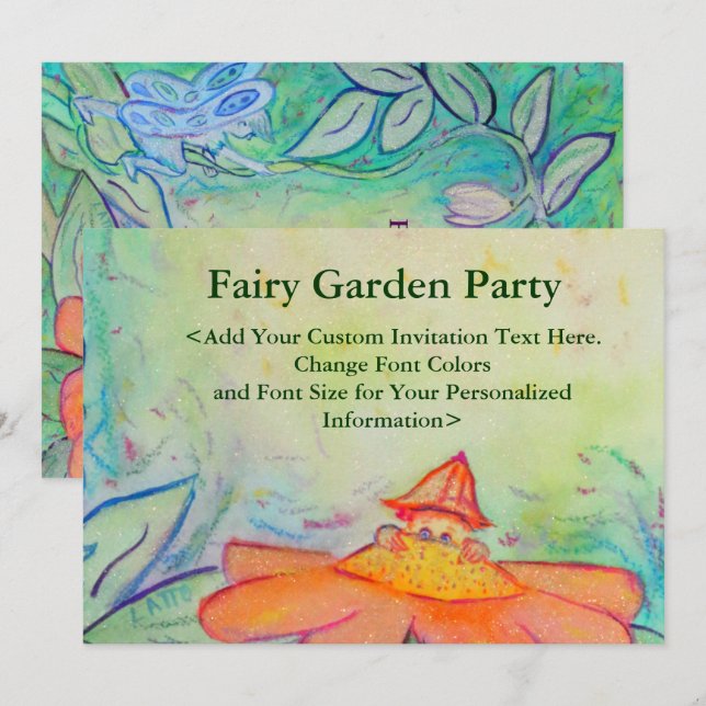 Fairy Garden Party Invitations personnalisés ou in (Devant / Derrière)