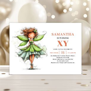 Fairy Girl 1er Anniversaire Invitation Florale Fan