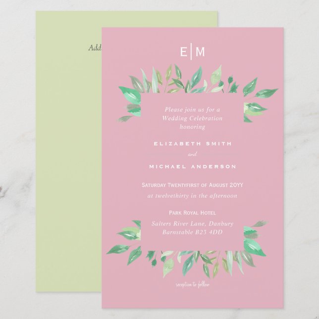 Fairy Green Rose Budget Mariage Inviter A9 (Devant / Derrière)