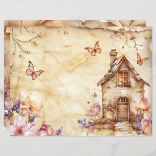 Fairy Home Vintage Rustic Scrapbook Journal papier
