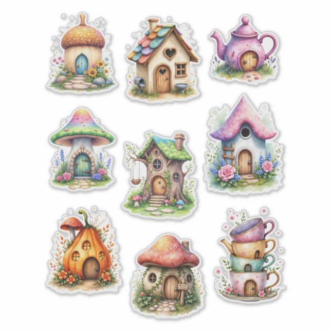 Fairy Houses Style #2 Sticker Sheet (Devant)