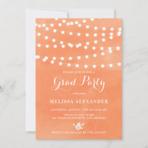 Fairy Lights Orange Graduation Party Invitation