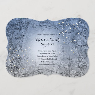 Fairy Lights Whimsy Blue Birthday Party Invitation