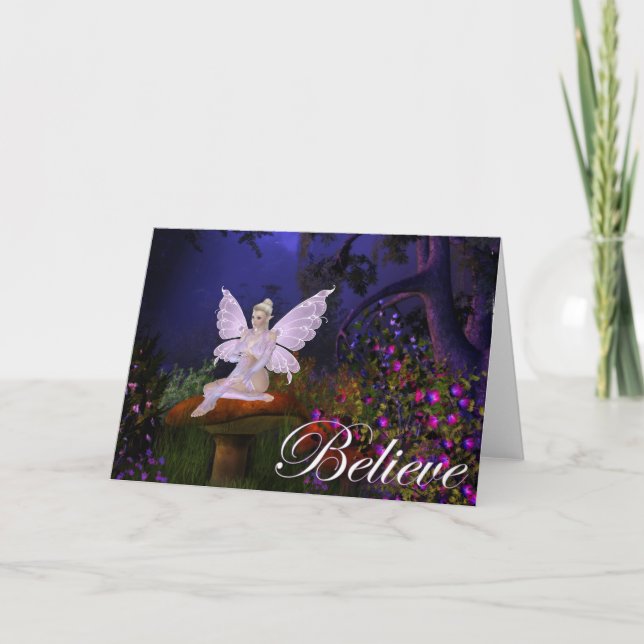 Fairy on a Mushroom Design 3 - Carte de croyance (Devant)