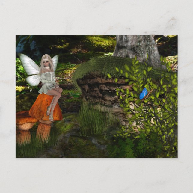 Fairy on a Musroom Design 2 Carte postale (Devant)