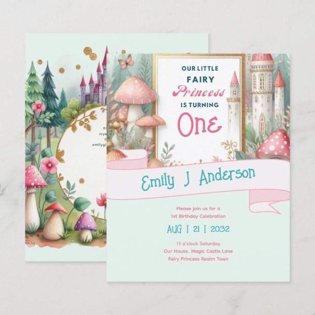 Fairy Princess Anniversaire 1er 2e 3e conte de Fai (Devant / Derrière)