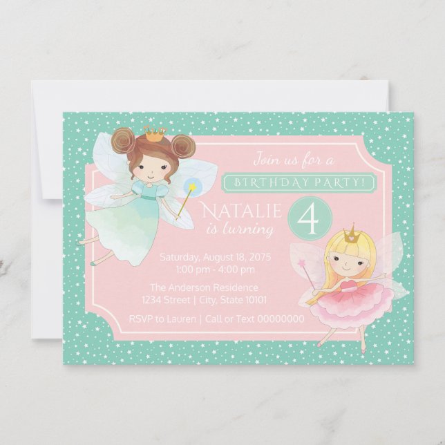 Fairy Princess Anniversaire Fête Invitation (Devant)