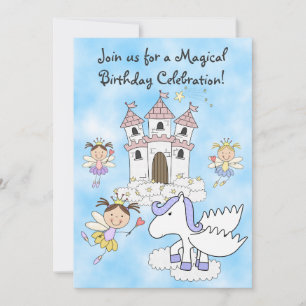 Fairy Princess, Castle et Pegasus Invitation