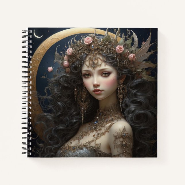 Fairy Princess & Crescent Moon Hard Cover Journal (Devant)