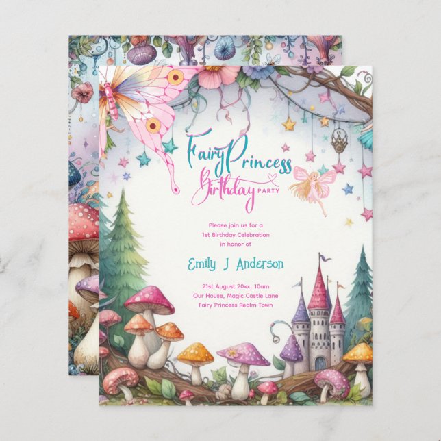 Fairy Princess Party Magique Anniversaire Bash (Devant / Derrière)