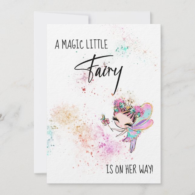 *~* Fairy Rainbow Dust Baby Girl Shower Invitation (Devant)