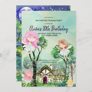 Fairy Stwood Party Pajama Invitation d'anniversair