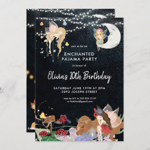 Fairy Stwood Party Pajama Invitation d'anniversair