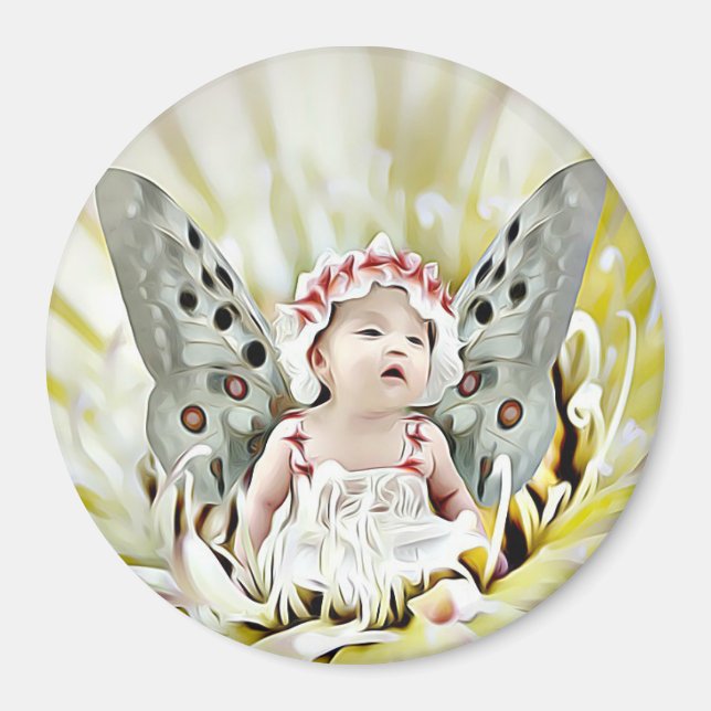 Fairy Tale Baby Girl with Wings Magnet (Devant)