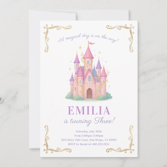 Fairy Tale Castle Anniversaire Fête Invitation (Devant)