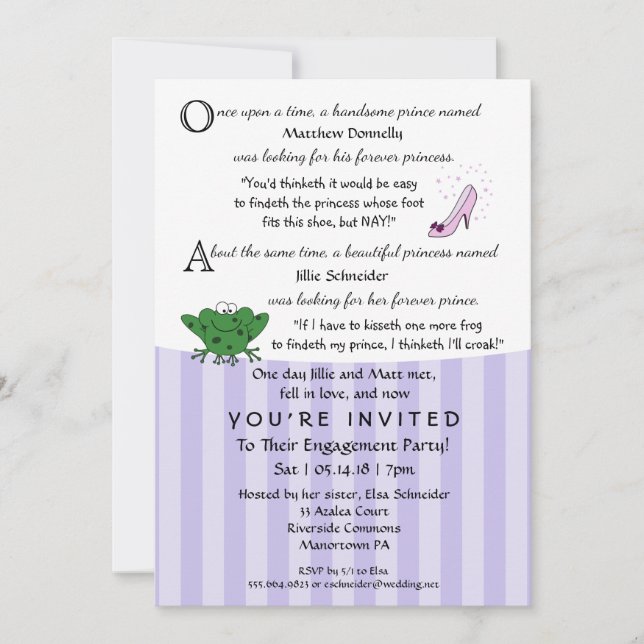 Fairy Tale Fun Engagement Party 5x7 Invitation (Devant)