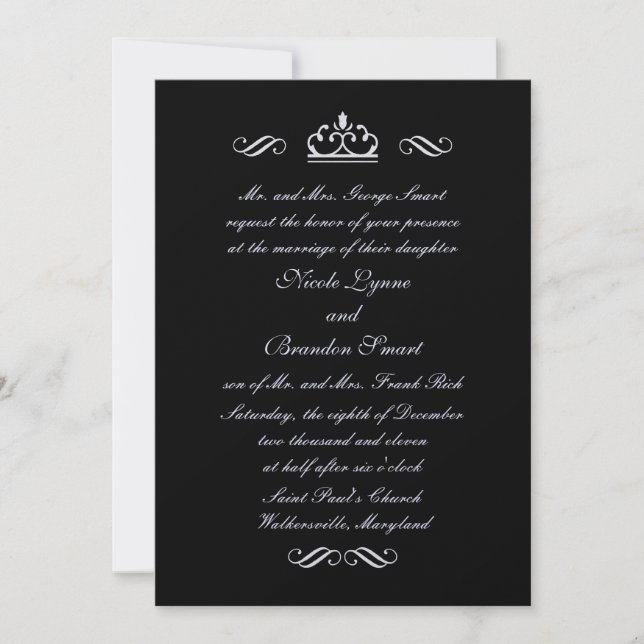 Fairy Tale Mariage Argent Invitation (Devant)