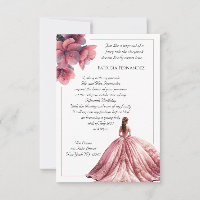 Fairy Tale Princess Quinceañera Invitation (Devant)