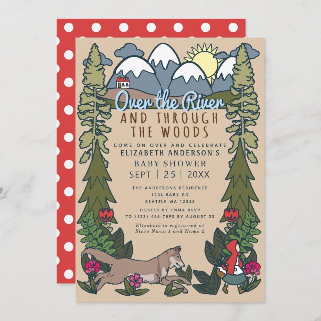Fairy Tale Red Riding Hood Baby shower Invitation (Devant / Derrière)