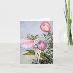 Fairy Tulips Vintage Illustration Plier Carte de n
