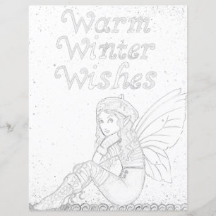 Fairy Winter Yuletide Pagan Coloration Page Papier