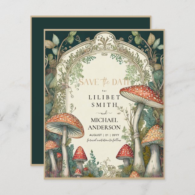 Fairycore Enregistrer la date Green Gold Woodland (Devant / Derrière)