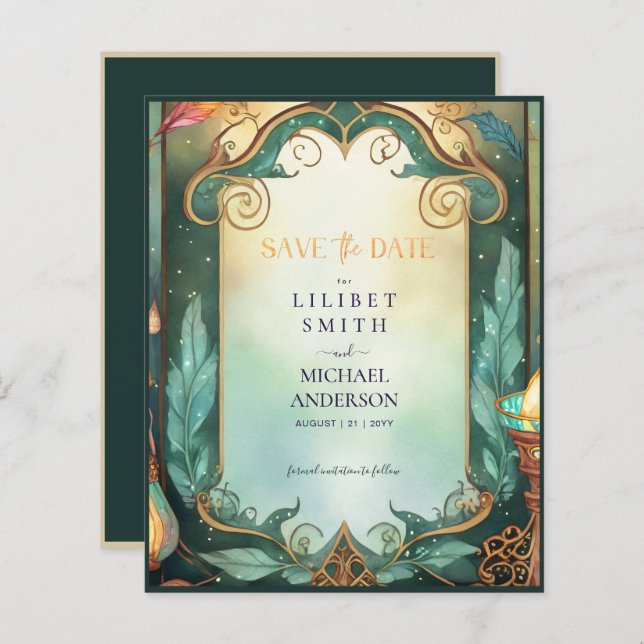 Fairycore Fairytale Enregistrer la date Enchanted  (Devant / Derrière)