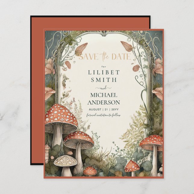 Fairycore Sauvez la date Goblincore Champignons (Devant / Derrière)