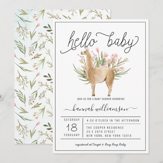 Fairyforest | Carte d'invitation pour Baby Shower (Devant / Derrière)