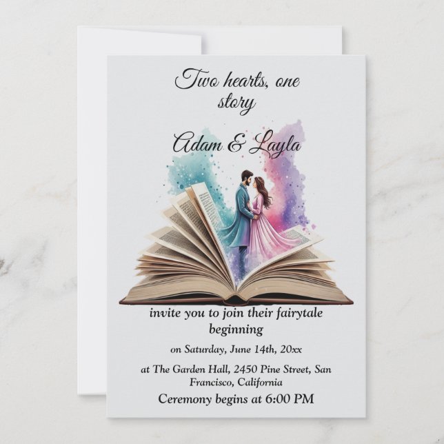 Fairytale Book One Story Water wedding Invitation (Devant)