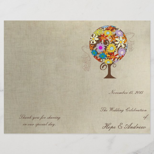Fairytale Magical Flower Tree Wedding Programme (Devant)
