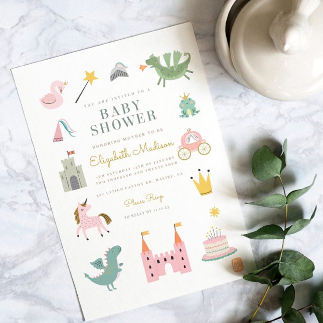 Fairytale Princess Dragon Baby shower Invitation (Créateur téléchargé)