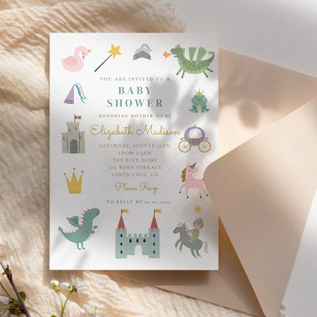 Fairytale Princess Dragon Baby shower Invitation (Créateur téléchargé)